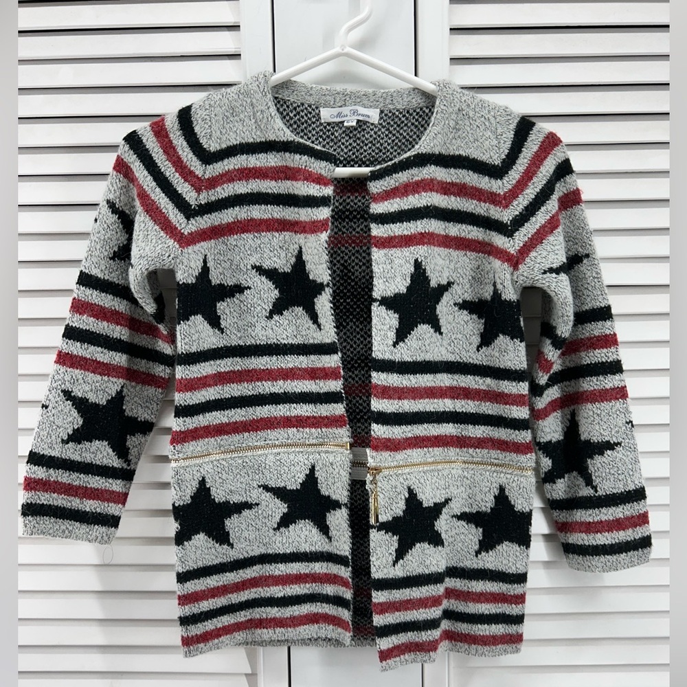 Star Patterned Cardigan size 6 wool blend
